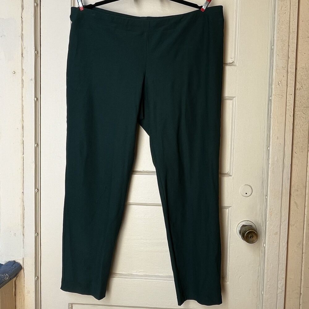Eileen Fisher pants sz XL Green pull on travel layering basic legging comfort